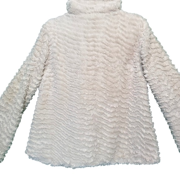 Patagonia Womens Jacket M Pelage Raschel Fleece Fur Wrap Asymmetrical Cream - Picture 13 of 13